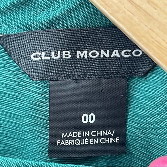 Club Monaco Kelly Green Sleeveless Faux Wrap Knee Length Casual Office Dress 00 - Picture 7 of 10